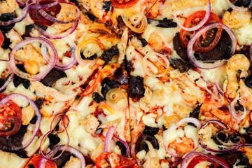 delicious pizza on a black background