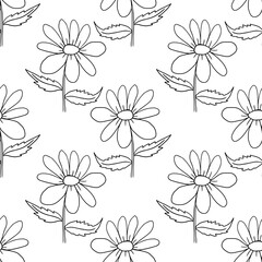 Cute cartoon polka dot sloppy flowers in doodle style seamless pattern. Floral childlike style background.