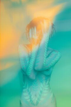 Surreal portrait of unrecognizable model