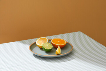 Orange lime and lemon sliced