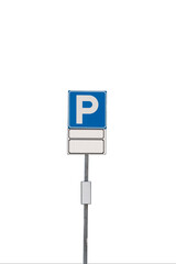 cartello stradale di parcheggio isolato su sfondo bianco 