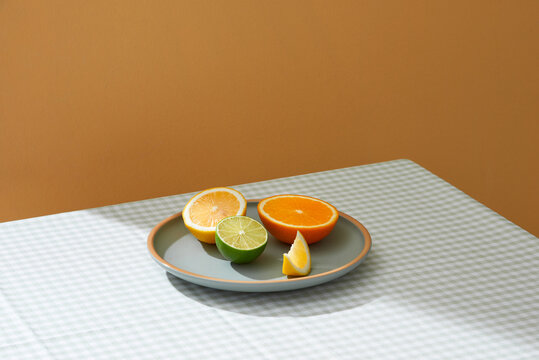 Orange lime and lemon sliced