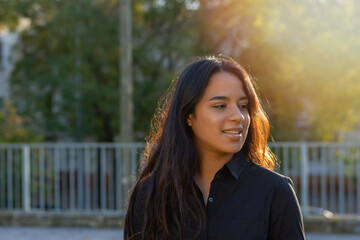 portrait of a girl walking down the street