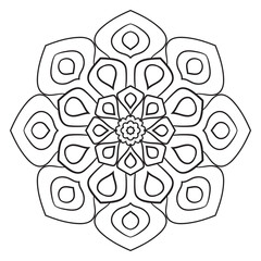 Cute Mandala. Ornamental round doodle flower isolated on white background. Geometric decorative ornament in ethnic oriental style.