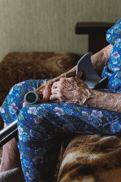 Lonely grandmother in empty house