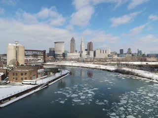 Deurstickers Cleveland Ohio, Frozen Cuyahoga River © Francis