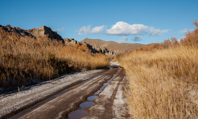 Ramblas Landscape in the Tabernas Desert Spain Sunny Winter day Nature Travel