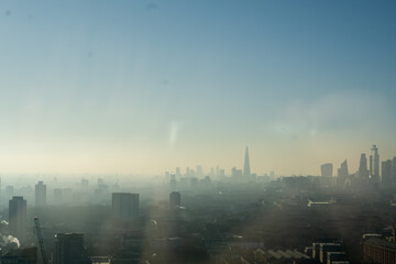 hazy London skyline