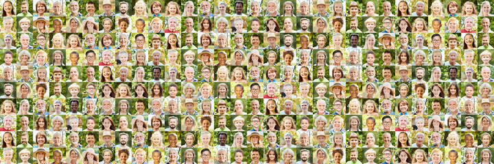 Menschen unterschiedlicher Generationen Outdoor als Panorama Collage