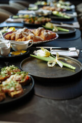 a plate of food in a restaurant