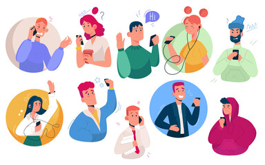 Fototapeta premium Set of people with smartphone.