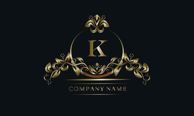 Elegant bronze monogram with the letter K. Exquisite business sign, identity for a hotel, restaurant, jewelry.