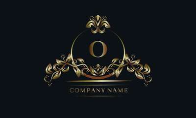 Elegant bronze monogram with the letter O. Exquisite business sign, identity for a hotel, restaurant, jewelry.