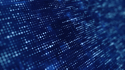 Big data concept. Futuristic technology backgrounds - particles blue dots on blue background. 3d rendering