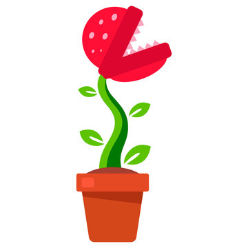 plant with teeth growing in a flower pot. flat vector illustration.