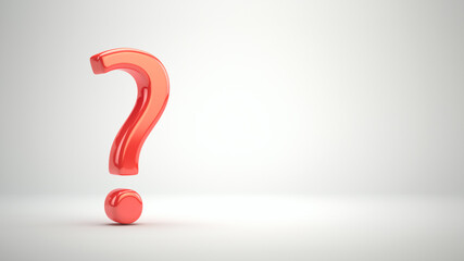Red Question Mark on gray background - 3d rendering