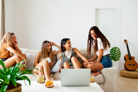 Laughing Teens Hanging Out Together