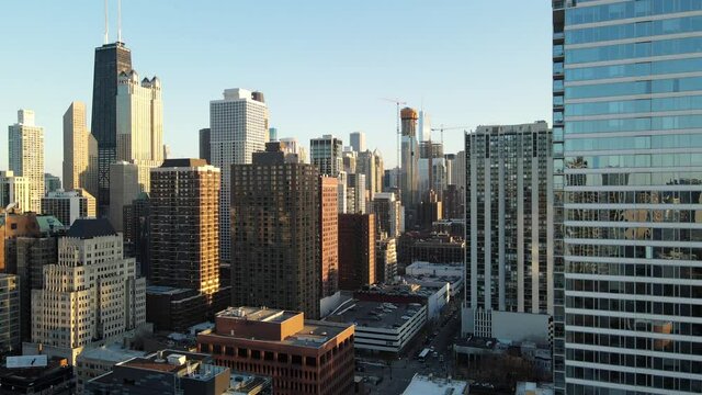 Chicago Cityscape at Sunset - Aerial View