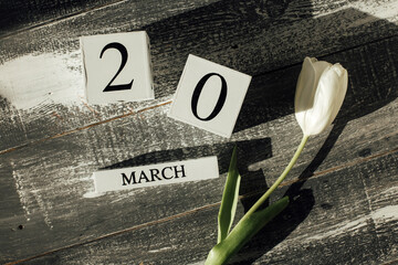 march date on wooden background