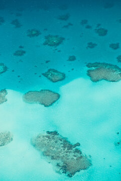 Coral reef and lagoon, Maldives.