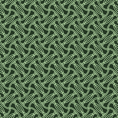 seamless pattern with light green drawn abstract figures on a dark background, vector