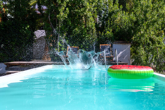 Woman diving into water