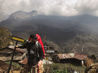 Man visiting new area in his trip
