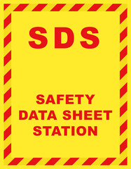 SDS Safety Data Sheet Station Wall Sign. Clipart image