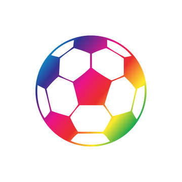 Rainbow Soccer ball line icon. Clipart image isolated on white background