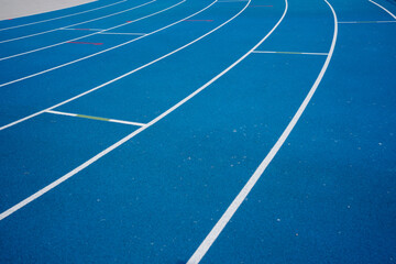 Blue Race Tracks In Sport Stadium