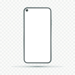 Smartphone mockup with blank white screen. Realistic vector trendy frameless smart phone, cellphone isolated.
