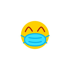 Emoji surgical mask icon. Clipart image isolated on white background