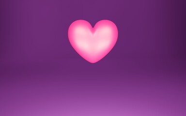 Pink heart background. 3D Render.