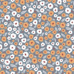 cute seamless floral pattern with scattering of flowers, retro style