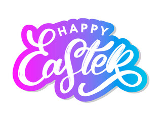 Happy Easter lettering card. Hand drawn lettering poster for Easter. Ink illustration. Modern calligraphy. Happy Easter typography background.