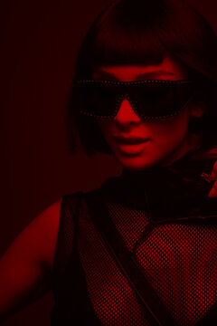 Beautiful fashion portrait with red filter