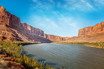 Fototapeta na wymiar The tranquil Colorado river close to the Arches National Park in Utah