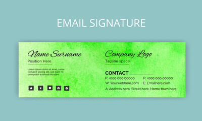 Email signature Template with watercolour texture background, Creative Email Signature Template