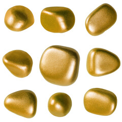 Golden set pebble isolated