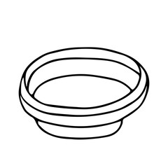 Black and white hand drawing outline vector illustration of a cup or bowl isolated on a white background