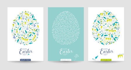 Spring flowers and herbs Easter vector cards set - 420535933