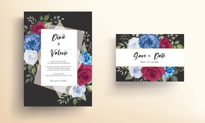 Elegant wedding invitation card with beautiful flower decoration