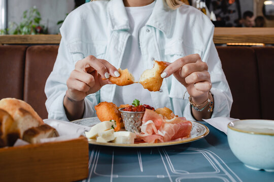 Fritters With Beautiful Arrange Plate With Refection.