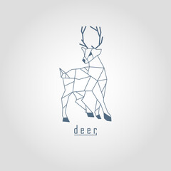 Black polygonal deer and text with grey background
