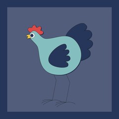 Easter cartoon chicken in spring