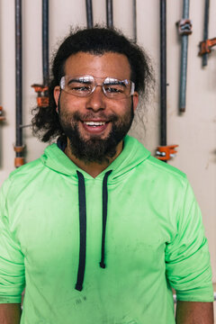 Portrait of Hispanic Blue Collar Worker