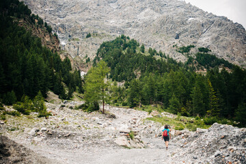 Woman hiking in the european alps
