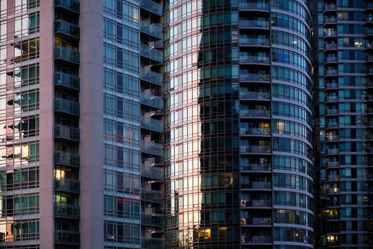 Modern Condo Buildings at Night Time