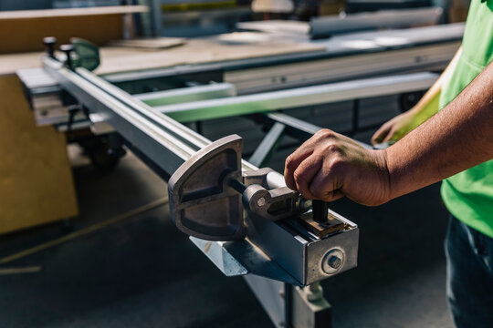 Hand of Worker at Industrial Workplace