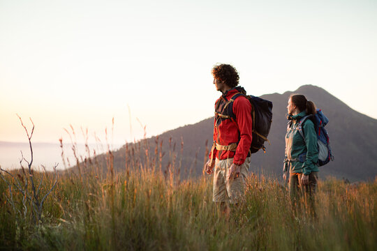 Couple Hiking at sunset